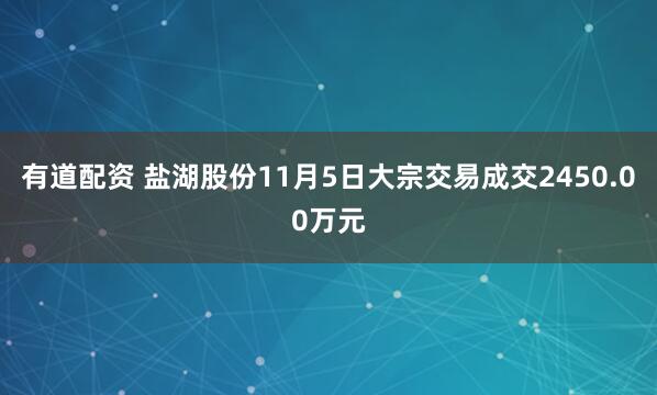 有道配资 盐湖股份11月5日大宗交易成交2450.00万元